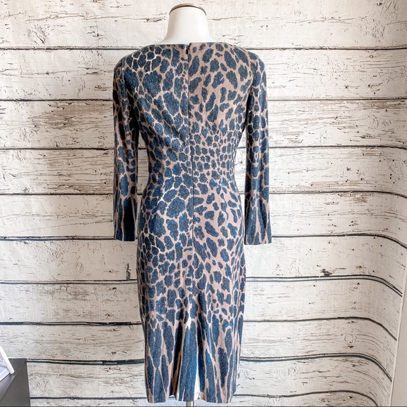 Cache Womens cocktail sweater dress with animal print - Picture 2 of 7